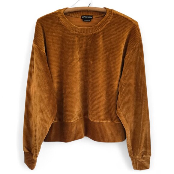 Prana Womens Rust Corduroy Velour Crewneck Pullover Sweatshirt Large - Picture 3 of 11